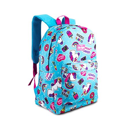 Mochila Escolar Costas Clio for girls Unicórnio Cor Azul