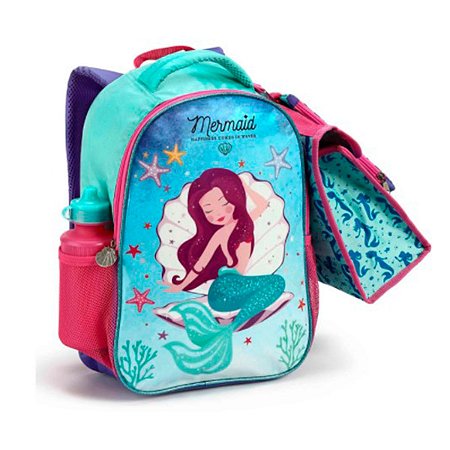Kit 5 Peças Escolar Infantil Sereia Mermaid - Seanite