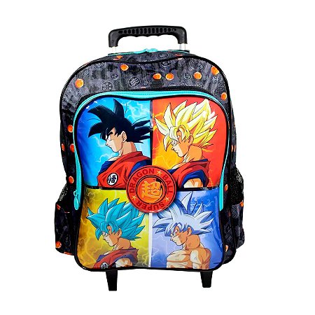 Mochila De Rodinha Dragon Ball Goku Infantil Preta - Shop Macrozao