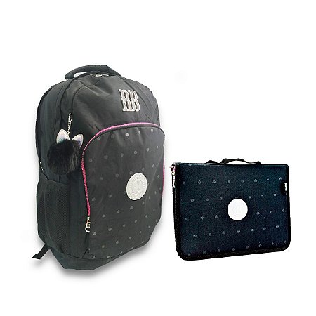 Kit Volta as aulas Rebecca Bonbon Mochila e Estojo Preto
