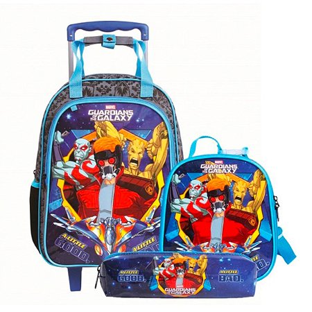 Mochila De Carrinho Guardiões + Lancheira + Estojo - DMW