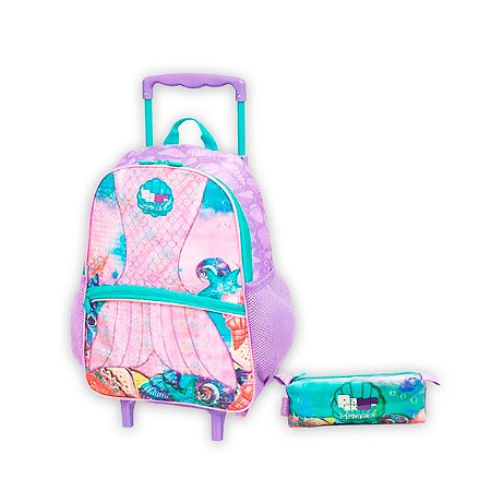 Kit Fundo do Mar Sereia Mochila e Estojo Cor Lilás