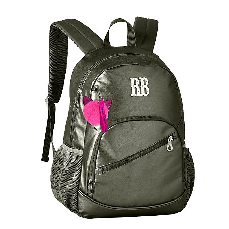 Mochila Costas Escolar Rebecca Bonbon Brilhosa Cinza
