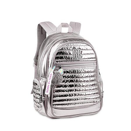 Super Mochila costas Rebecca Bonbon Metalizada cor Prata