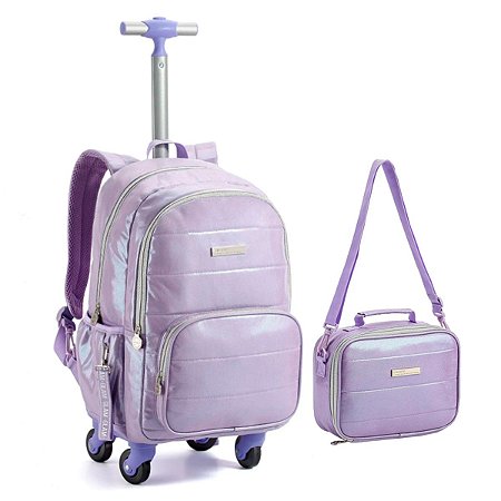 Kit Mochila de Rodinhas + Lancheira Lilás - Colorup