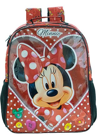 Mochila Escolar Minnie Mouse Infantil Costas Vermelha Disney - Shop Macrozao