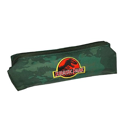 Estojo Escolar Jurassic Park Verde Camuflado Infantil Dino