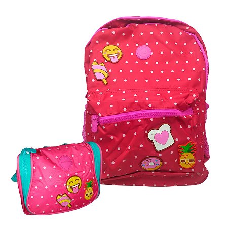 Kit Mochila Abacaxi + Lancheira Térmica Rosa Com Cheirinho