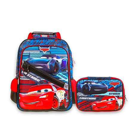 Kit Escolar Mochilas Costas Relâmpago Mcqueen com Estojo Box