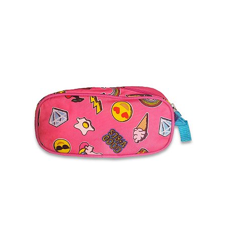 Estojo Escolar Duplo Good vibes styler Infantil Cor Rosa