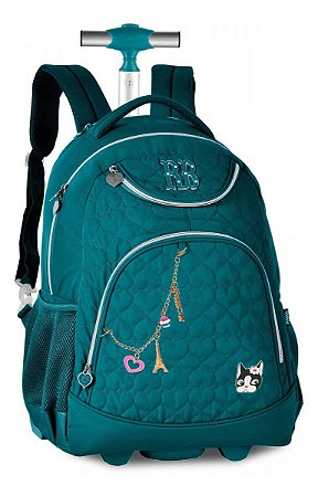 Mochila Escolar de Rodinhas Rebeca Bonbon Verde - Clio