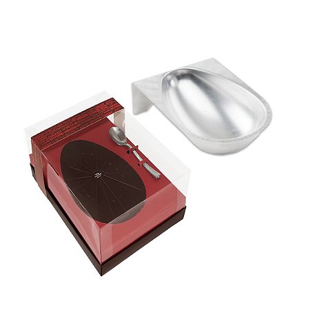Kit Forma de Ovo de Páscoa Alumínio e Caixa Marsala