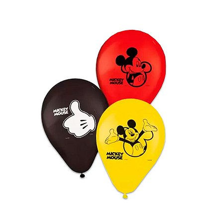 Balão Mickey Mouse 25 un Bexiga de Aniversario  Tam 9