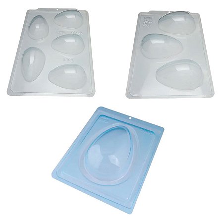 Kit Formas de Chocolate Ovo De Pascoa 2-150g, 2-250g, 2-350g