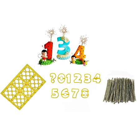 Kit Cortador Bicuit Numero E Matelasse Flor Confeitaria Bolo