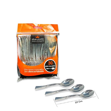 Mini colher 120un Silver Plastic Linha Luxo