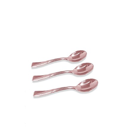 16 Colheres Rose Sobremesa Silver Plastic Linha Premium