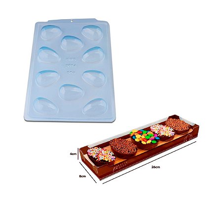 Caixa chocolate Degustação 10un + Forma BwB acetato 50g