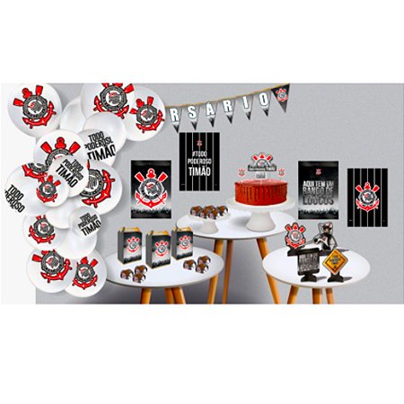 Kit Decorativo So um Bolinho Corinthians 90Pcs - Festcolor