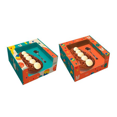 10 Caixa chocolate com Visor Ovo de Colher Carinho 100G
