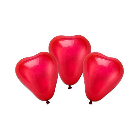 Balão Decorativo Coração Liso Vermelho 50 unidades Numero 6