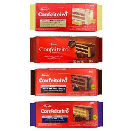 4 Barras De Chocolate Sabores Harald Confeiteiro 1kg
