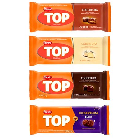 4 Barras De Chocolate Sabores Cobertura Top Harald 1kg