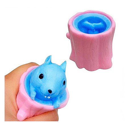 Squishies De Esquilo e Copo de Borracha Anti Stress - Rosa