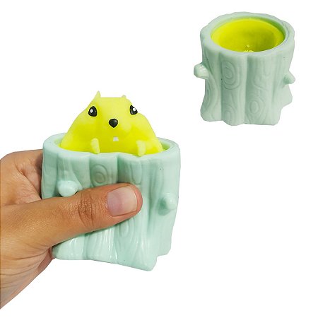 Squishies De Esquilo e Copo de Borracha Anti Stress - Azul