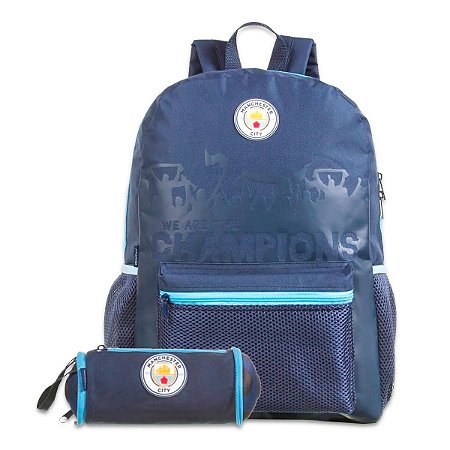 Kit Mochila Esportiva com Estojo Expansível Manchester City