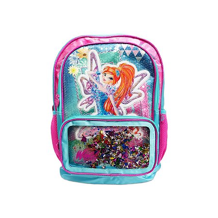 Mochila Escolar Clube Winx Costas Infantil Rosa
