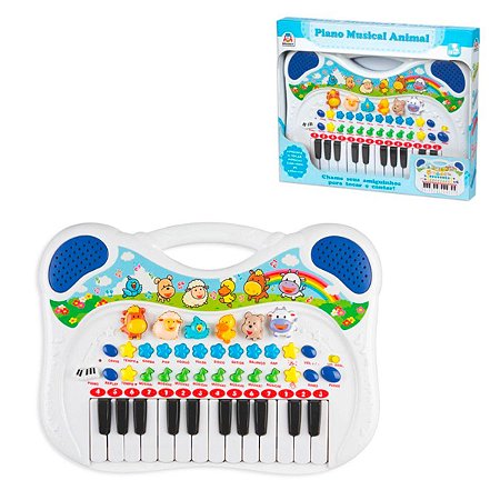 Brinquedo Piano Musical Animal Azul Sons Educativo - Braskit - Shop Macrozao