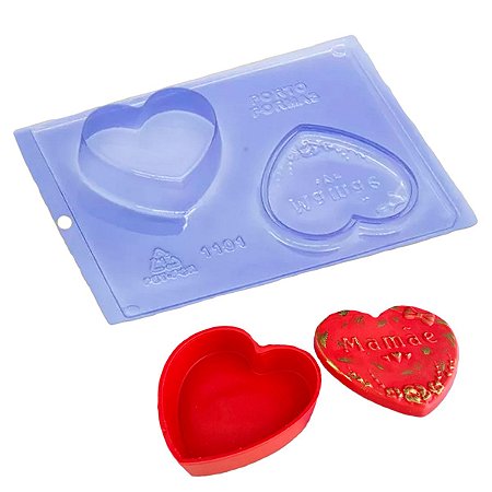 Forma de Silicone de Chocolate Coração Porta jóias Mamãe