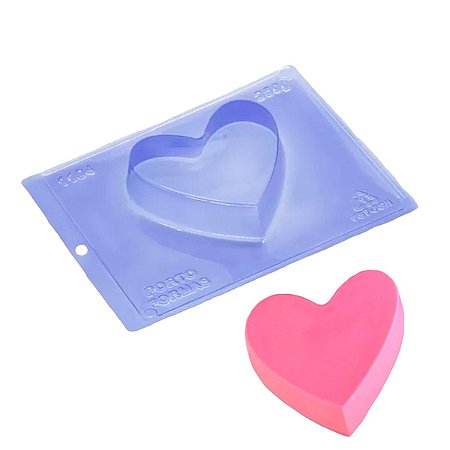 Forma de Silicone de Chocolate Coração Achatado 100g