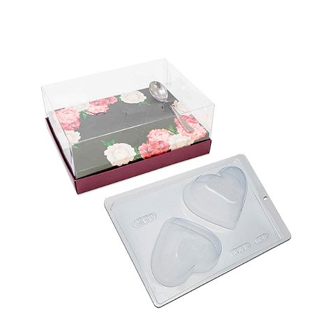 Kit Caixa Chocolate Florida  250G + Forma BwB de 2 Coração