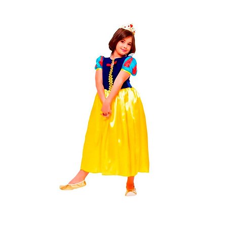 Fantasia Infantil Branca de Neve Feminina Clássico