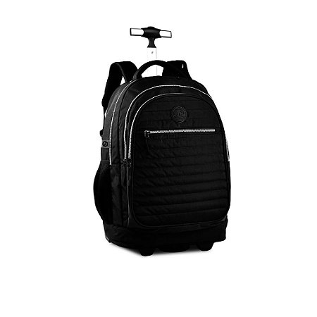Mochila de Rodinhas Preta c/ Compartimento Laptop Clio Style