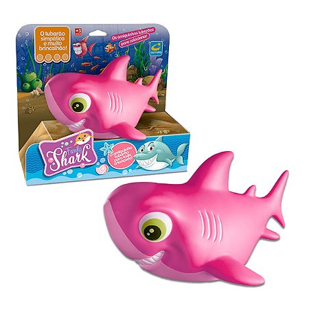 Tubarão Rosa Family Shark Fofinho de Vinil Infantil