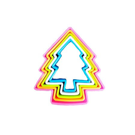 Kit Jogo Forminhas de Moldar Biscoitos Árvore Confeitaria