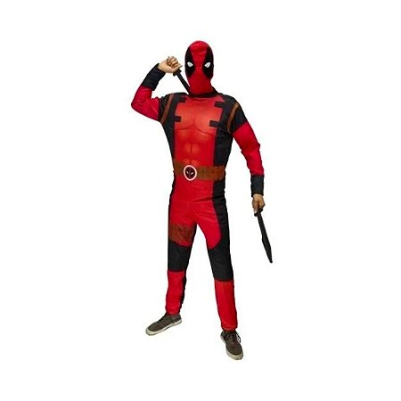 Fantasia Adulto DeadPool Com Gorro Global Fantasias