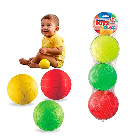 Super Trio de Bolas de Vinil N°4 Infantil Coleção Toys Bolas
