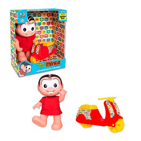 Boneca Turma da Mônica com Moto Scooter Mini Mônica Infantil