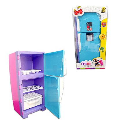 Brinquedo Mini freezer Azul com Acessórios Infantil