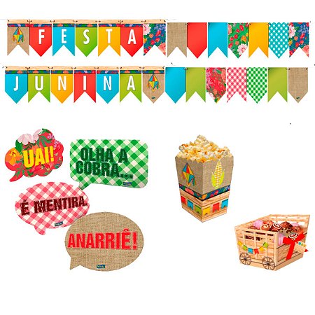 Kit Decoração Cenário Mesa Arraiá Festa Junina Festcolor