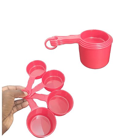 Kit Xícaras Medidas Confeitaria plástica c/ 4 Peças Vermelho