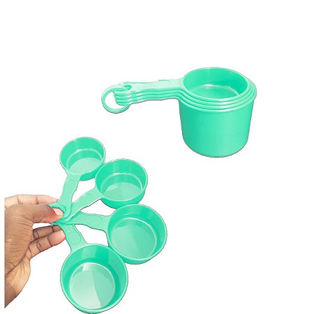 Kit xícaras de Medidas Confeitaria plástica c/ 4 Peças Verde