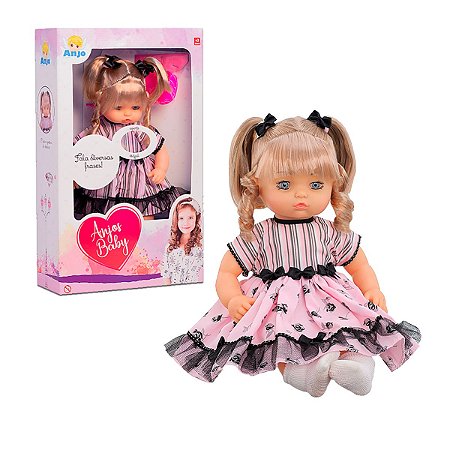 Boneca Bebê Anjo Baby  Loira Infantil que Fala Com Cheirinho