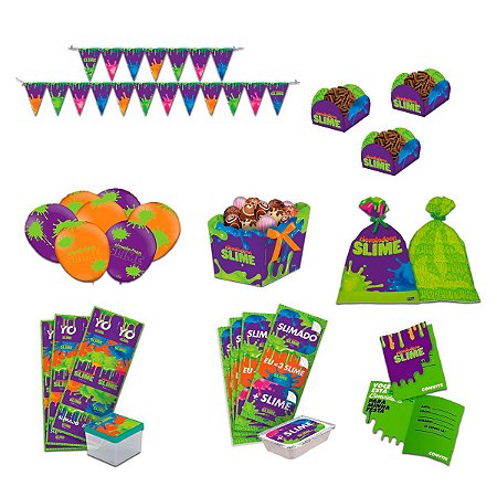 Kit Infantil Decoração de Festa Aniversário Slime