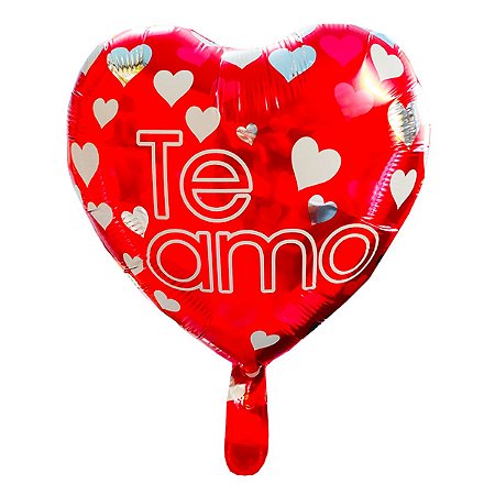 Balão Te amo Coração Metalizado Vermelho Decorativo