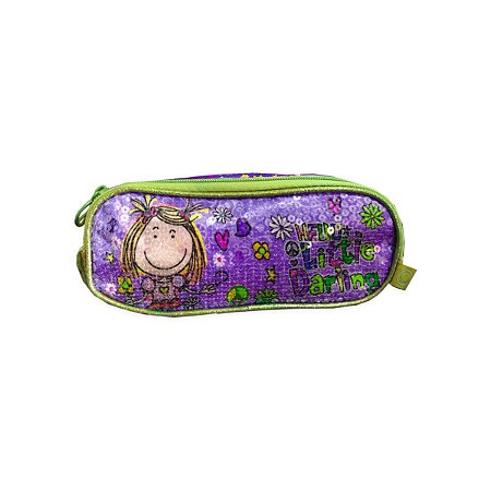 Estojo Escolar Duplo Infantil Hello Little Darling Clio Roxo